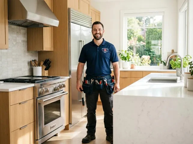 Appliance Repair Hero technician in a Buffalo Grove, IL kitchen after an appliance repair